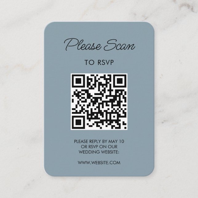 Wedding RSVP QR Code Modern Minimalist Simple Enclosure Card (Front)