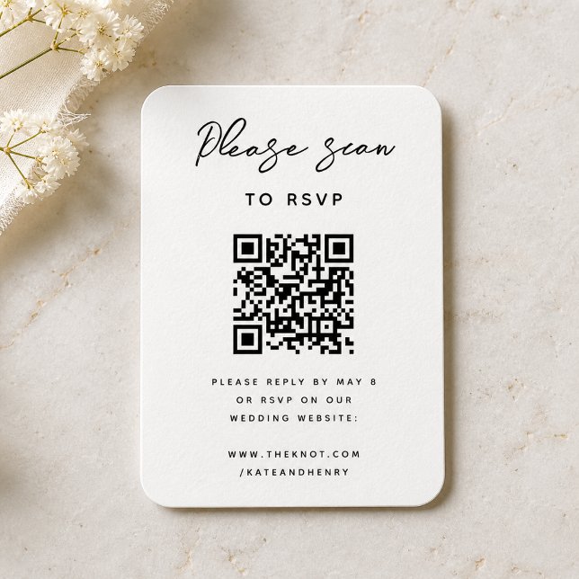 Wedding RSVP | QR Code Modern Minimalist Simple Enclosure Card (Creator Uploaded)