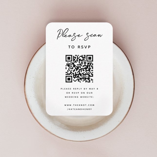 Wedding RSVP | QR Code Modern Minimalist Simple Enclosure Card (Creator Uploaded)