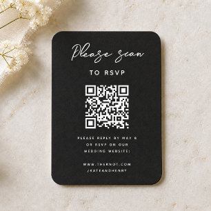 Wedding RSVP   QR Code Modern Stylish Black Enclosure Card