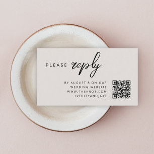 Wedding RSVP   QR Code Natural Minimalist Enclosure Card
