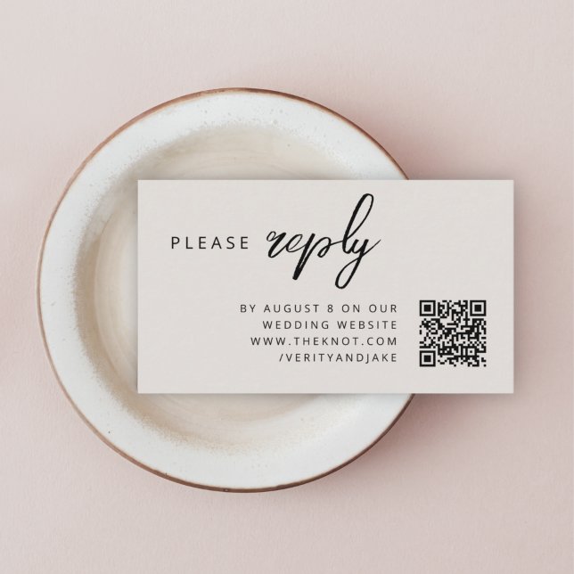 Wedding RSVP | QR Code Natural Minimalist Enclosure Card (Modern minimal wedding RSVP QR code enslosure cards - elegant, simple, and easily customizable)
