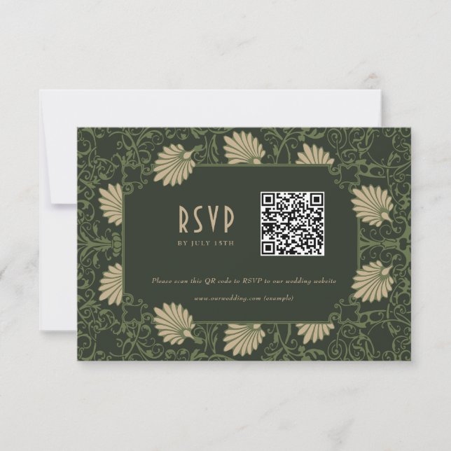 Wedding RSVP QR Code Nouveau Invitation (Front)
