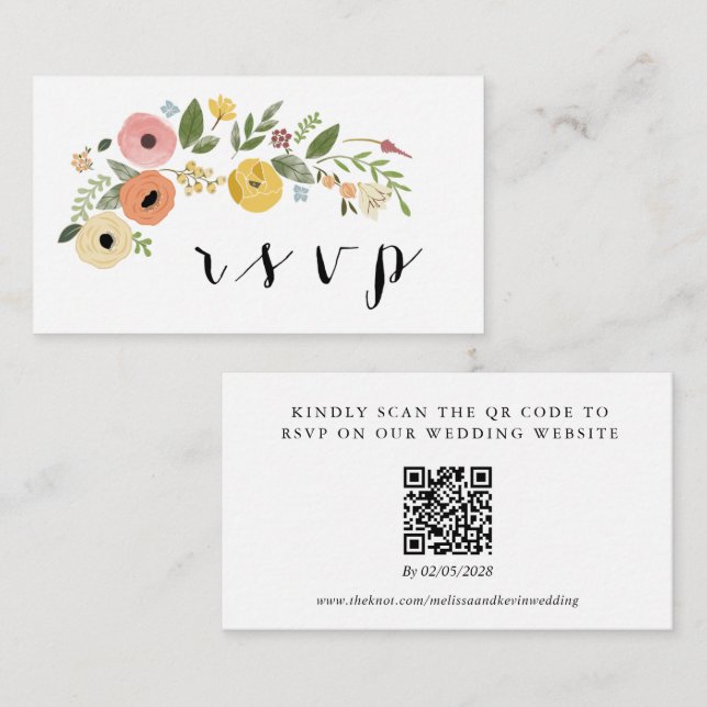 Wedding RSVP QR Code Response Card (Front/Back)