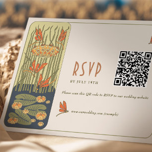 Wedding RSVP QR Code Vintage Art Nouveau Invitation