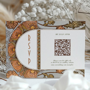 Wedding RSVP QR Code Vintage Art Nouveau Mucha Invitation