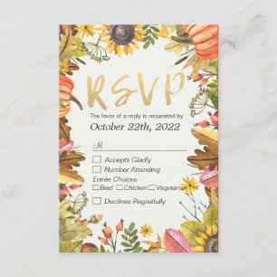 Wedding RSVP Reply Autumn Maple Fall Leaf Pumpkin