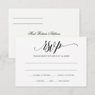 Wedding RSVP Reply Card   Luxe Calligraphy (Black)