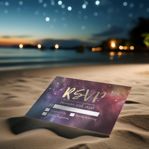 Wedding RSVP Reply Galaxy Nebula Constellations Card