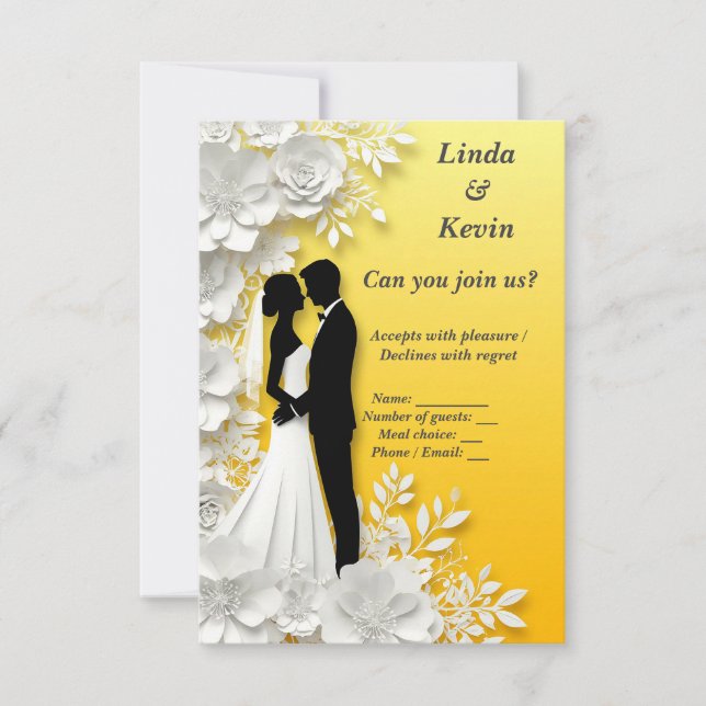 💛 Wedding RSVP Response Card Guest Reply Card ✨ (Front)