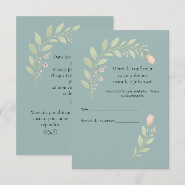 Wedding RSVP response cards (Front/Back)