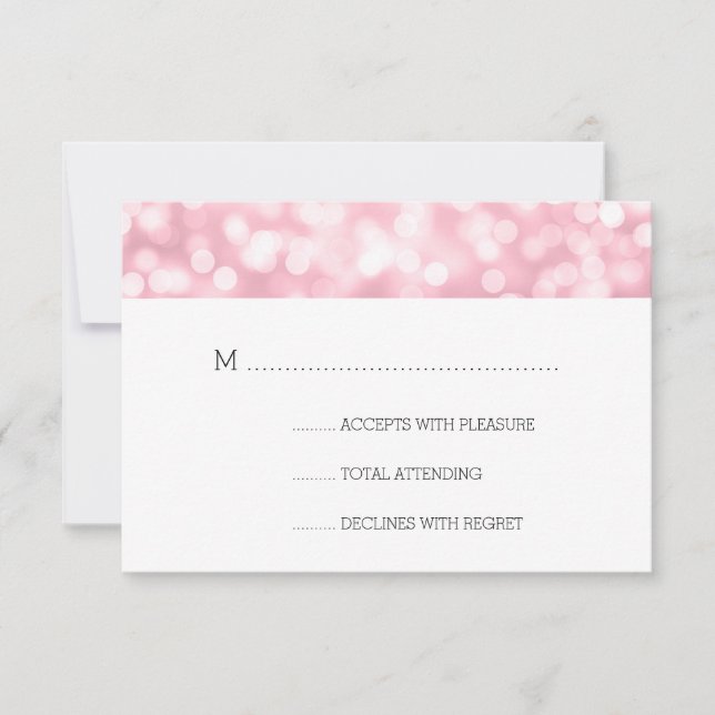 Wedding RSVP Rose Blush Pink Bokeh Lights (Front)