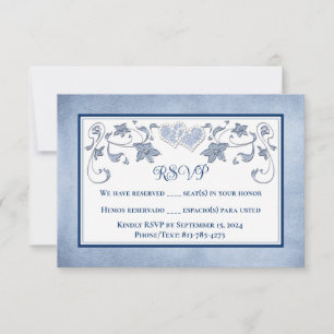 Wedding RSVP   Royal Blue, Dusty Blue, Hearts