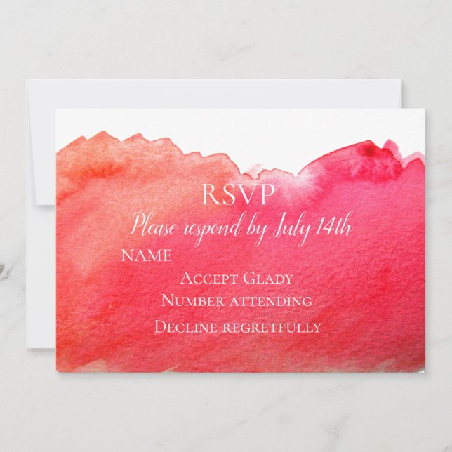 Wedding RSVP ruby red boho modern watercolor Invitation (Front)