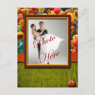 Wedding RSVP Rustic Fall In Love Custom Photo Invitation Postcard