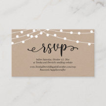 Wedding RSVP, Rustic Kraft String Lights