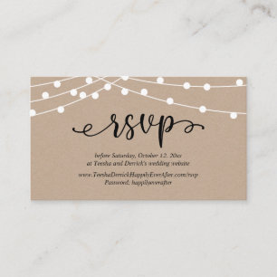 Wedding RSVP, Rustic Kraft String Lights Enclosure Card