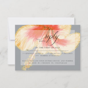 Wedding RSVP   Scarlet Watercolor Hibiscus Flower