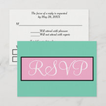 Wedding RSVP Seafoam Green Pink White