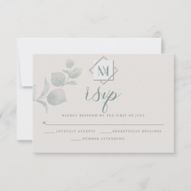 Wedding RSVP |  Silver Sage  Eucalyptus (Front)