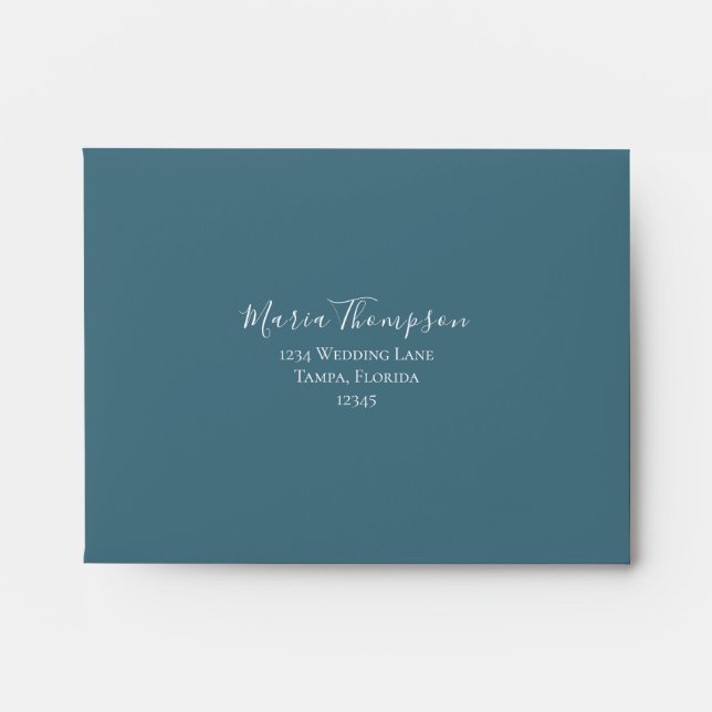 Wedding RSVP Simple Blue Minimalist Calligraphy Envelope (Front)