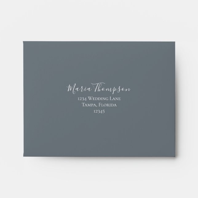 Wedding RSVP Simple Minimalist Stylish Dusty Blue Envelope (Front)