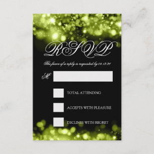 Wedding RSVP Sparkling Lights Lime Black