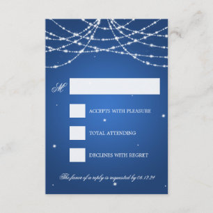 Wedding RSVP Sparkling String Blue