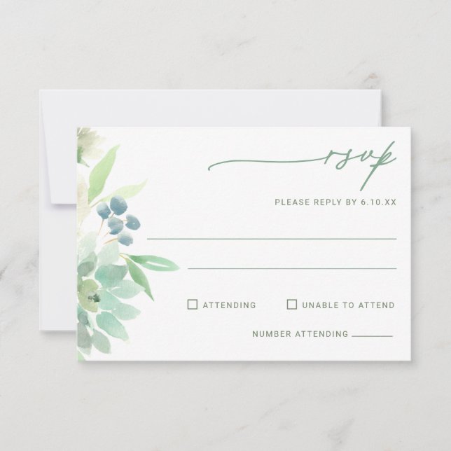 Wedding RSVP Succulent Cactus Watercolor Card (Front)
