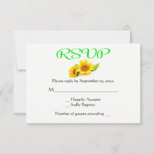 Wedding RSVP Sunflowers Yellow & Green Flowers Card
