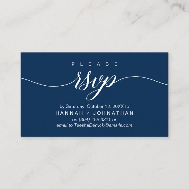Wedding RSVP via Phone or email respond Enclosure Card (Front)
