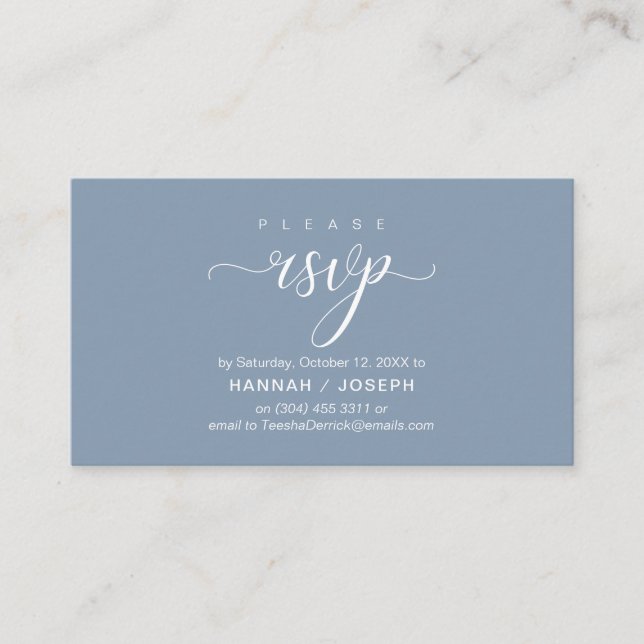 Wedding RSVP via Phone or email respond Enclosure Card (Front)