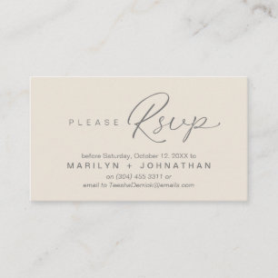 Wedding RSVP via Phone or email respond Enclosure Card
