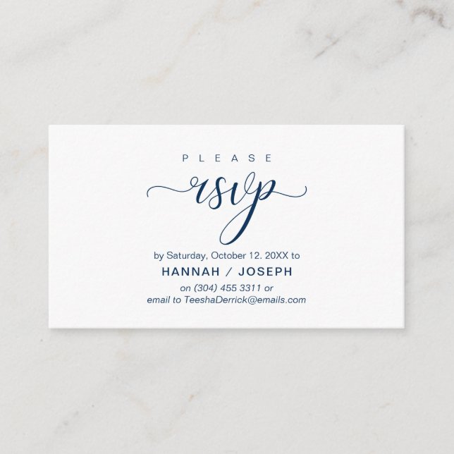 Wedding RSVP via Phone or email respond Enclosure Card (Front)