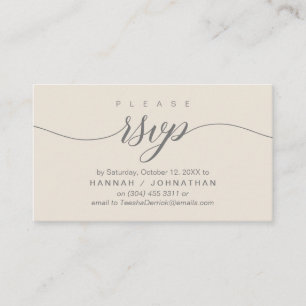 Wedding RSVP via Phone or email respond Enclosure Card