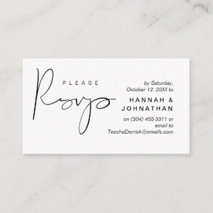 Wedding RSVP via Phone or email respond Enclosure Card