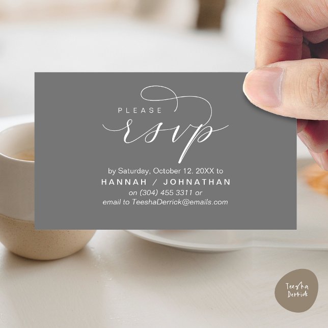 Wedding RSVP via Phone or email respond Enclosure Card (Wedding Invitation RSVP Respond via Phone or email Online Enclosure Card, Dark Grey)
