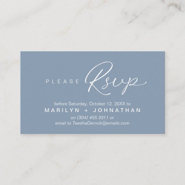Wedding RSVP via Phone or email respond Enclosure Card (Front)