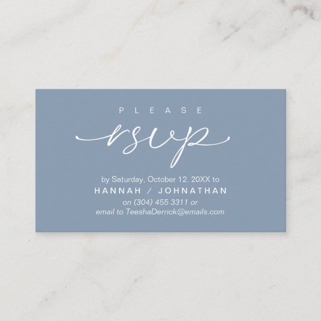 Wedding RSVP via Phone or email respond Enclosure Card (Front)