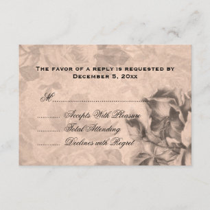 Wedding RSVP Vintage Roses Sepia