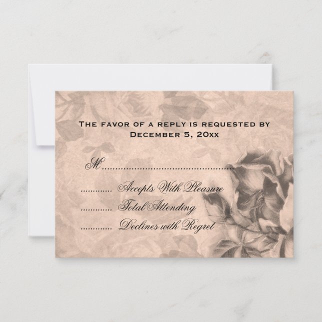 Wedding RSVP Vintage Roses Sepia (Front)
