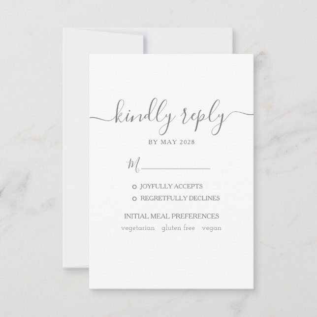 Wedding RSVP with Meal Choice Card (Front)