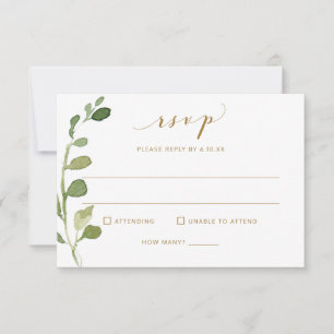 Wedding RSVP with Meal Choice & Song Eucalyptus Card