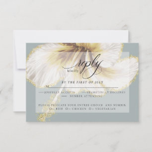Wedding RSVP Yellow Watercolor Hibiscus Flower Card