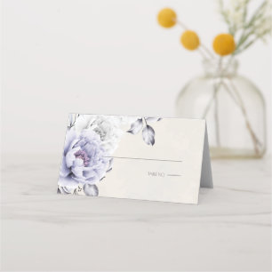 Wedding   Rustic Lilac and Alabaster Peony Floral Place Card