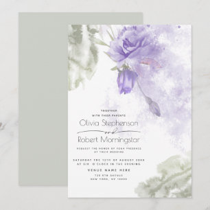Wedding Rustic Lilac Purple Floral Invitation