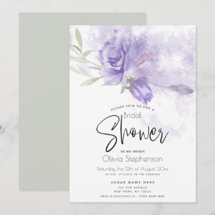 Wedding Rustic Violet Purple Rose Floral Invitation