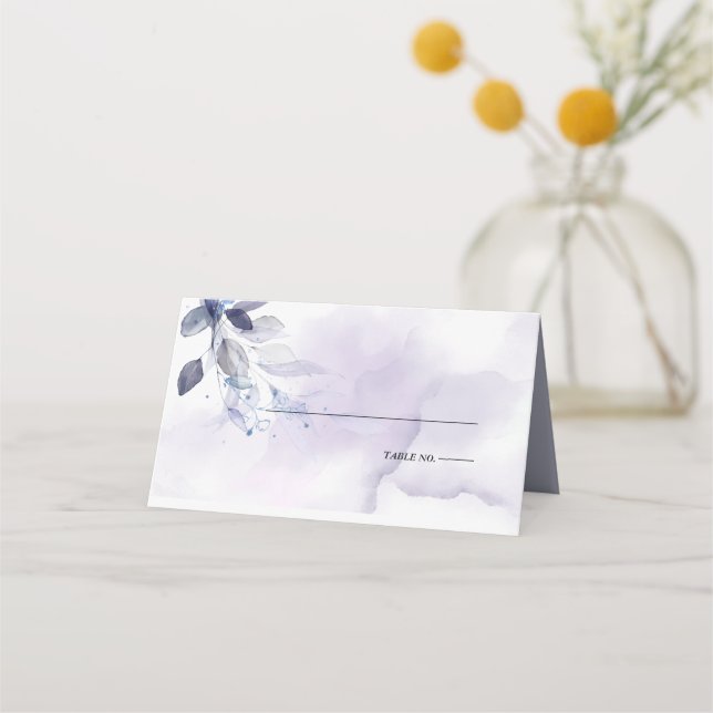 Wedding | Rustic Watercolor Violet Foliage Place Card (Front)