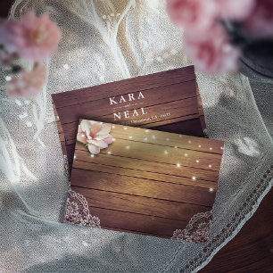 Wedding Rustic Wood Chic Floral String Lights Lace Envelopes