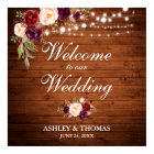 Wedding Rustic Wood Lights Burgundy Floral